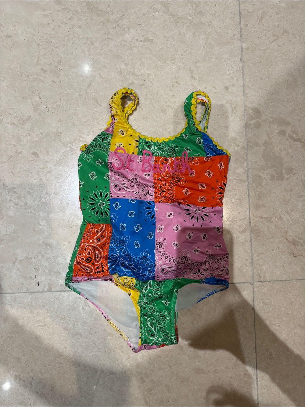 Patchwork Bandana Print One-Piece Swimsuit for Kids - Multicolor